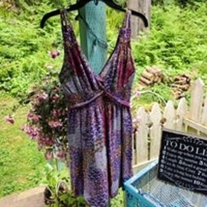 Sleeveless‎ Mini Dress V-Neck Purple Print Casual Summer Dress